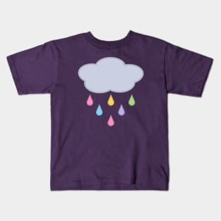 Raining Rainbow Raindrop Rain Cloud in Purple Kids T-Shirt